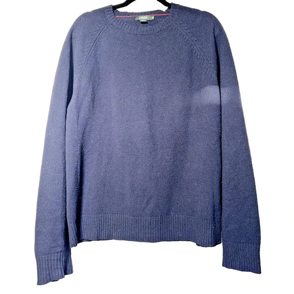J Crew 100% LambsWool Mens Sz XL Grunge Preppy Cozy Tight Knit Crew Neck Blue - Picture 1 of 8